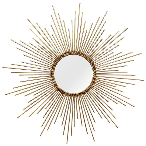 26" Round Gold Metal Sunburst Framed Wall Mirror