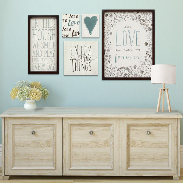 24" X 1" X 18" 5Pcs Multi-color Love Is Forever Wall Art