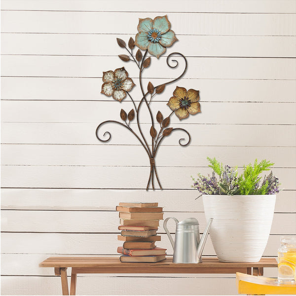 Distressed Chic Metal Flower Wall Decor