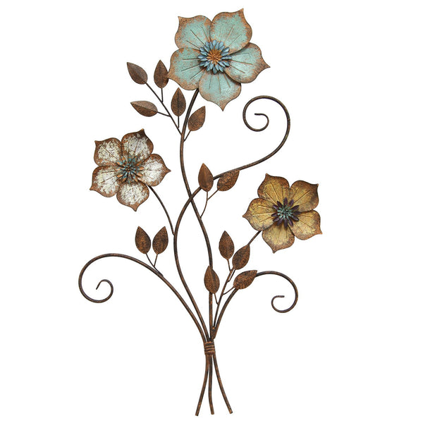 Distressed Chic Metal Flower Wall Decor