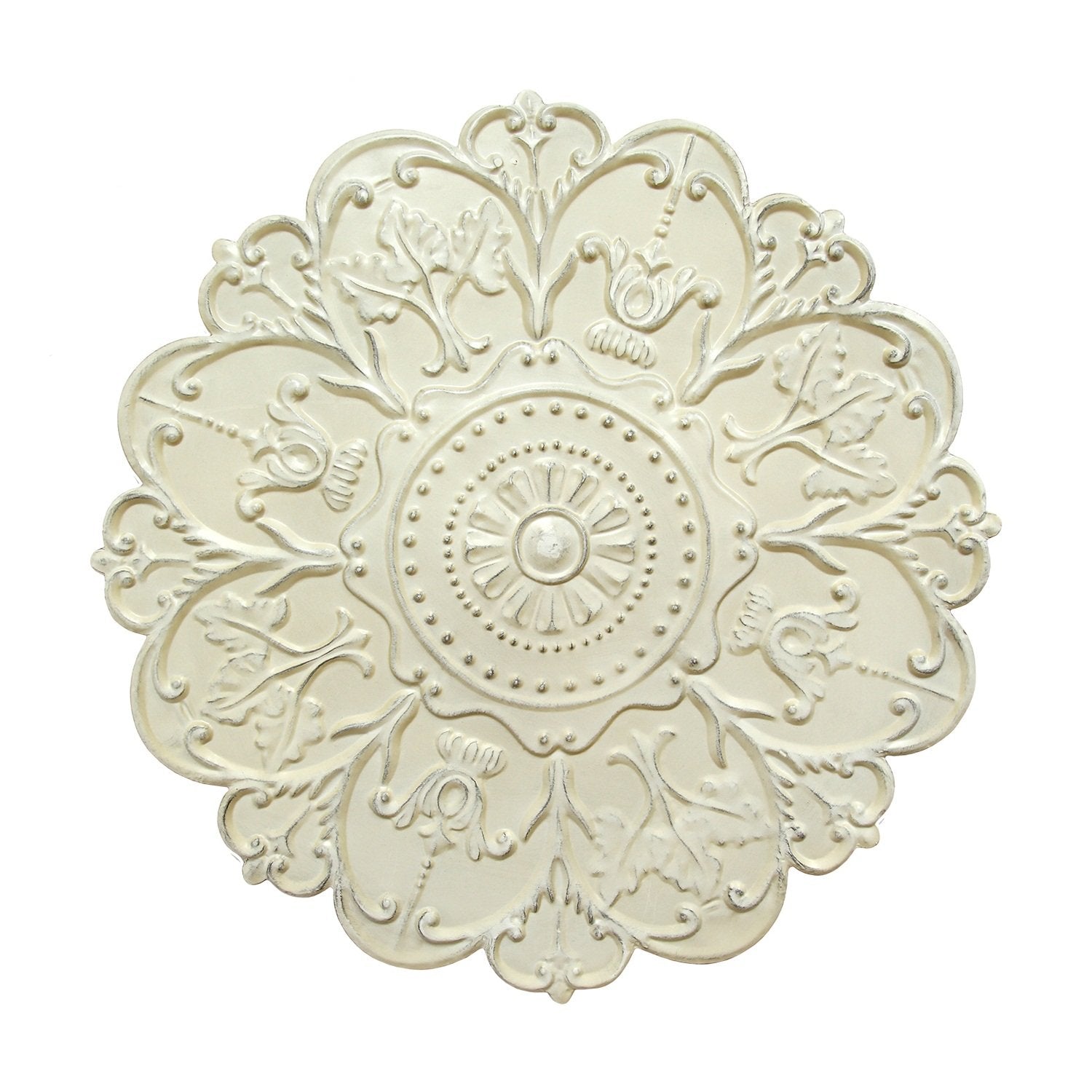 Distressed Floral Shabby Medallion Metal Wall Decor