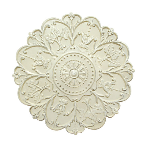 Distressed Floral Shabby Medallion Metal Wall Decor