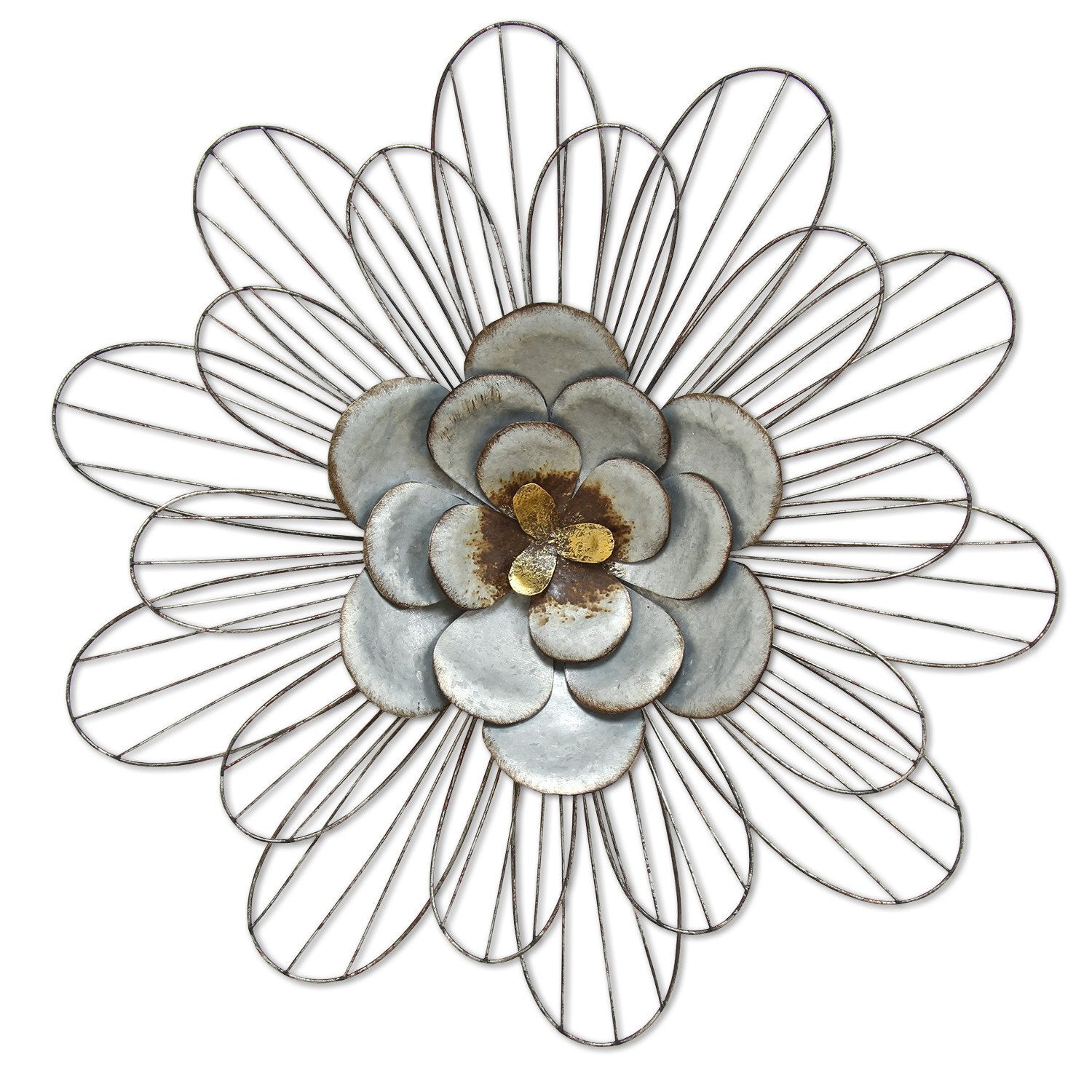 Well-Crafted Galvanized Daisy Metal Wall Decor