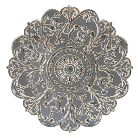 Distressed Floral Metal Medallion Wall Decor