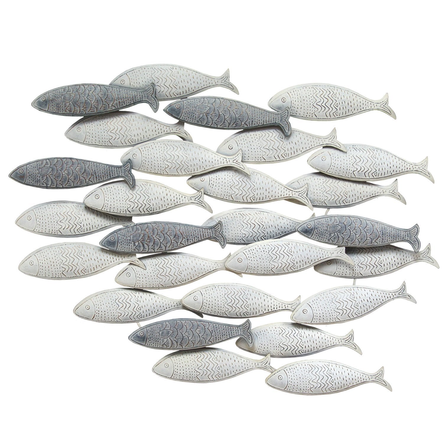 Coastal Grey School of Fish Metal Wall Decor