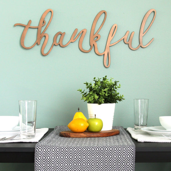 Bronze "Thankful" Metal Script Wall Decor