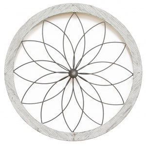 Distressed Chic Flower Metal and Wood Wall Decor