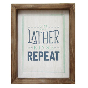 Rustic Soap Lather Rinse Repeat Framed Wall Art