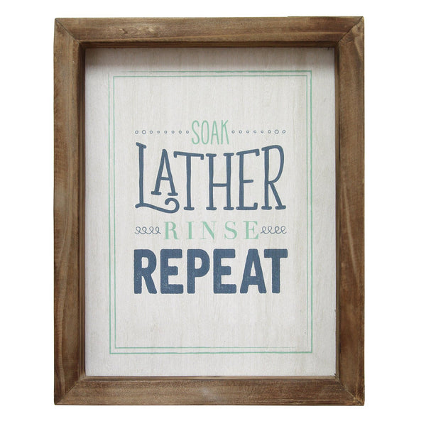 Rustic Soap Lather Rinse Repeat Framed Wall Art