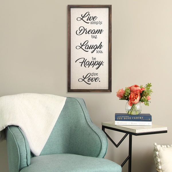 Live Dream Laugh Happy Love Wood and Metal Wall Decor