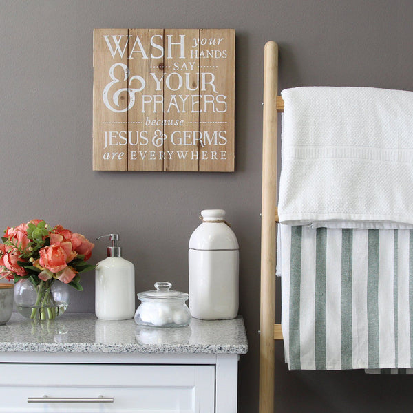 Rustic Wash Your Hands Say Your Prayers Wall Art