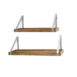 Farmhouse Metal and Wood Framed Shelves