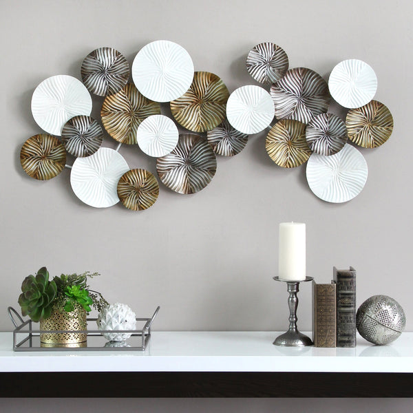 Tri Color Modern Circles Metal Wall Decor