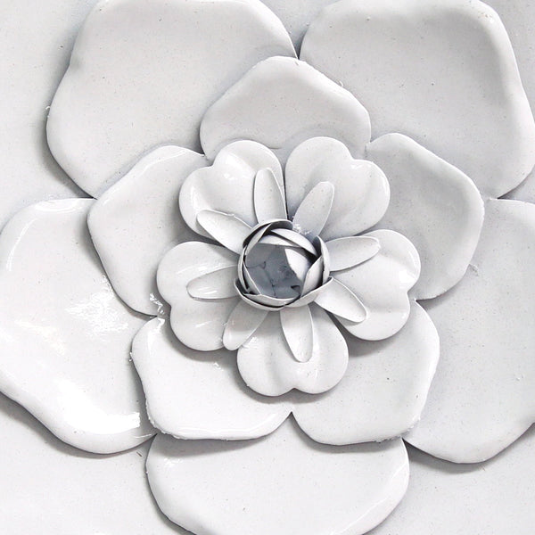 Set of 3 Alluring White Metal Flowers Wall Art Decor