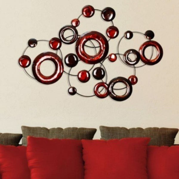 Red Multi-Metallic Circle Wall Decor