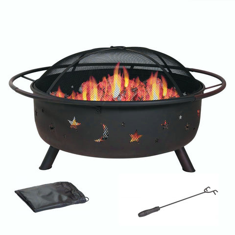 30" Fire Pit with Charcoal Grill and Spark Screen