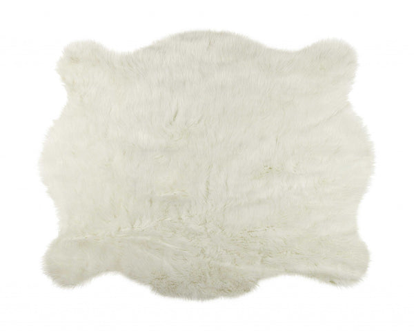 4' x 5' Polar Bear Off White Faux Hide Area Rug