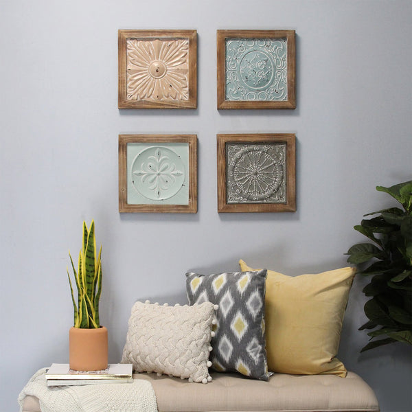 Set of 4 Trendy Framed Tiles