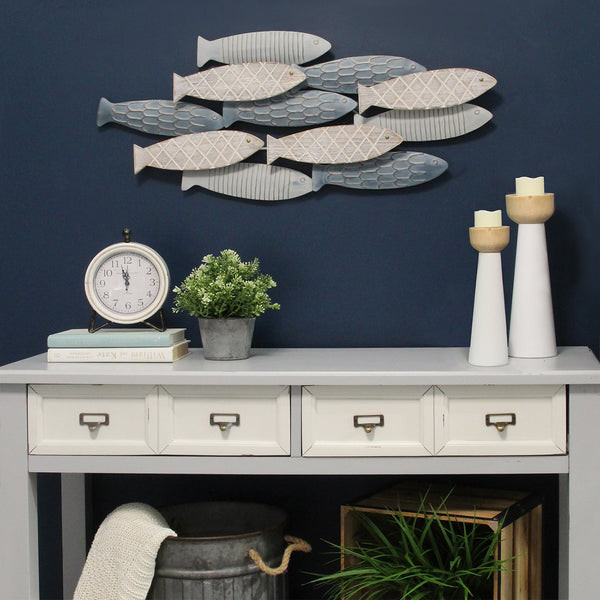 School of Fish Wood &amp; Metal Wall Decor