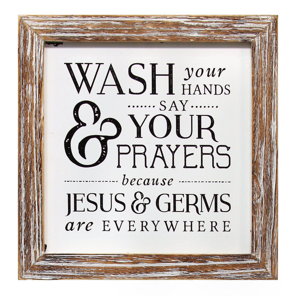 Distressed Brown Wash Your Hands Wall Art