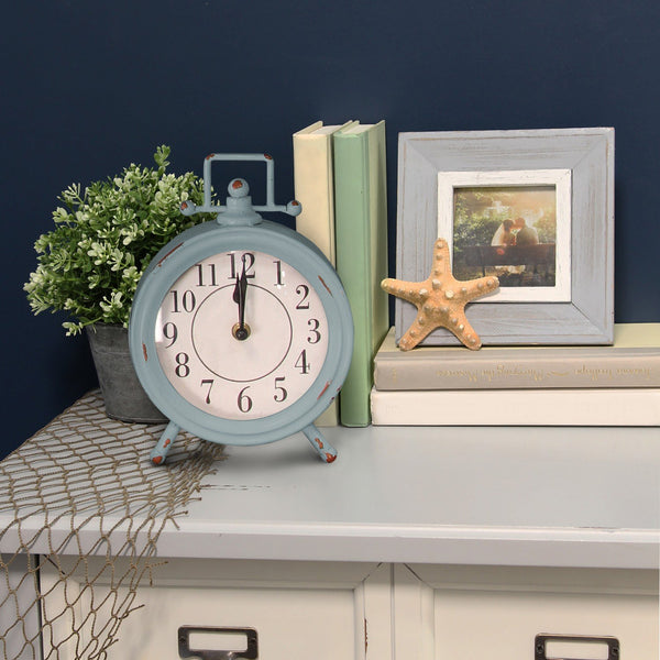 Vintage Blue Metal Table Clock