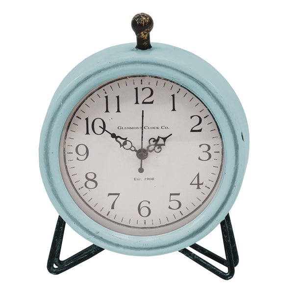 Rustic Blue and Wood Table or Desk Clock