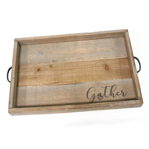 Modern Farmhouse Gather Wood &amp; Metal Tray