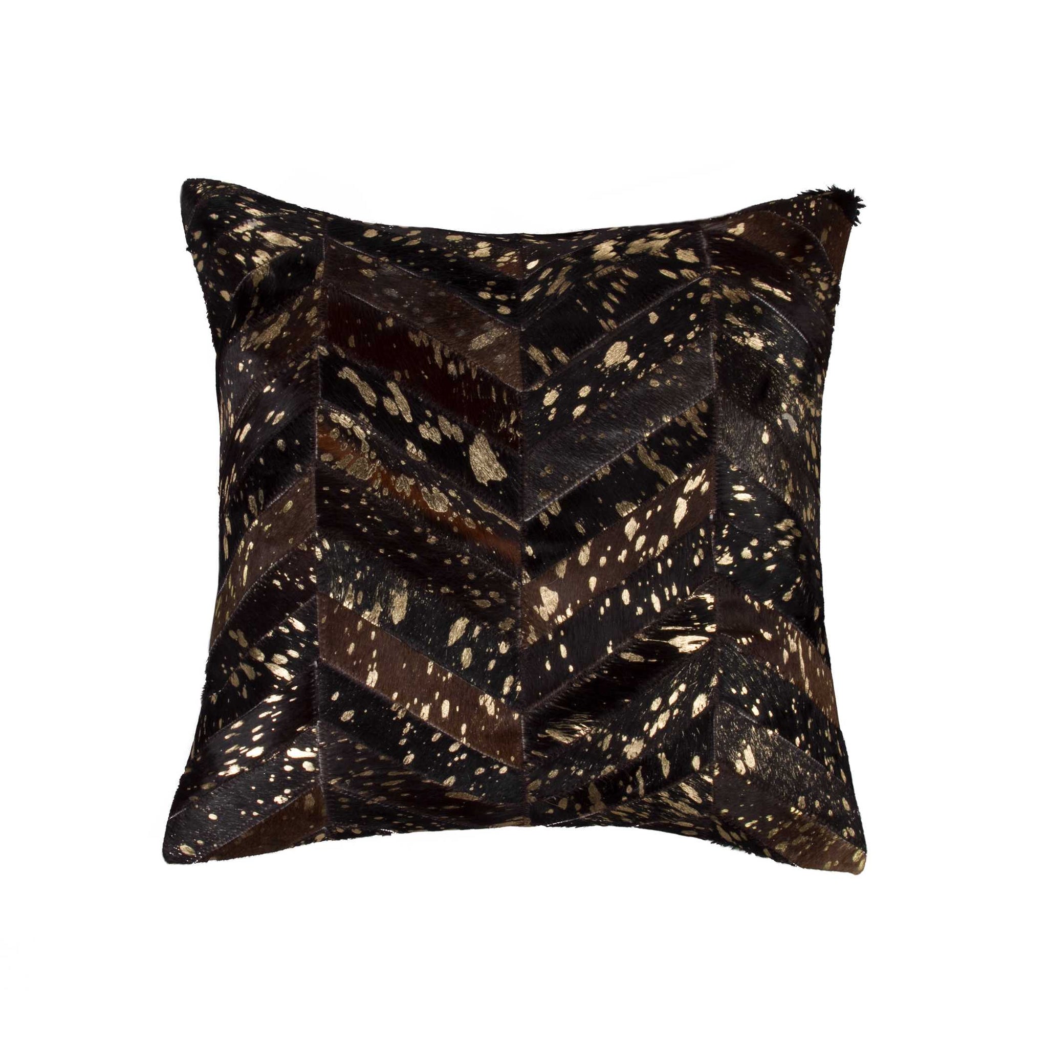 18" x 18" x 5" Chocolate and Gold Pillow