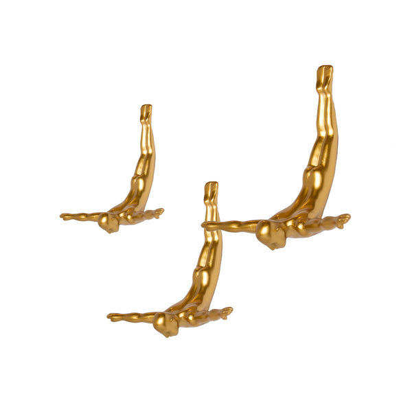 6.5" x 2.5" x 6.5" Wall Diver - Gold 3-Pack