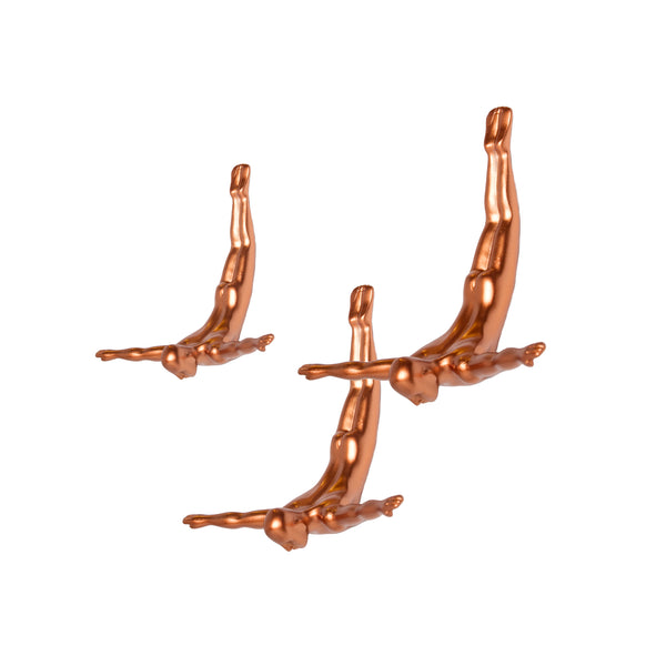 6.5" x 2.5" x 6.5" Wall Diver - Bronze 3-Pack