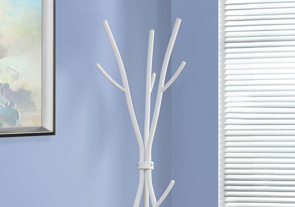 18.5" x 18.5" x 74" White Metal Coat Rack