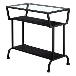 12" x 24" x 22" Black Metal with Clear Tempered Glass Accent Table