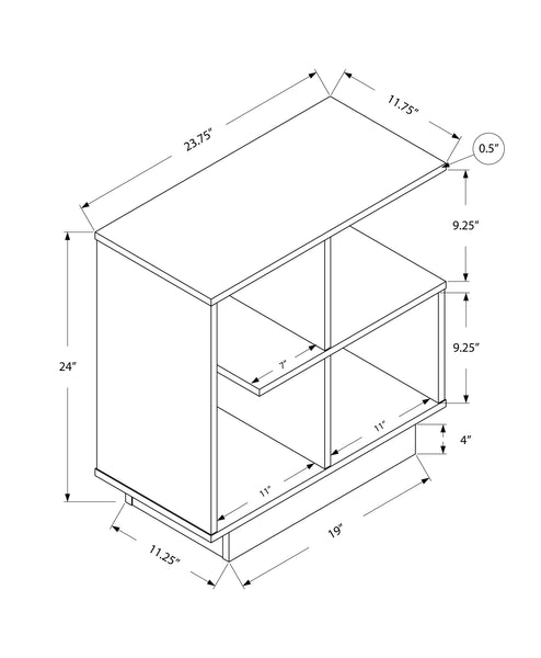 11.5" x 23.5" x 24" White Particle Board Laminate Accent Table