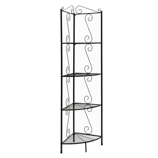 15" x 22.5" x 70" Brown Metal Corner Shelf Bookcase