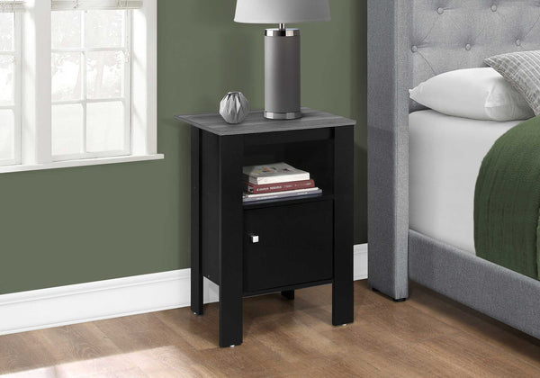 14" x 17.25" x 24.25" Black and Grey Night Stand With Storage