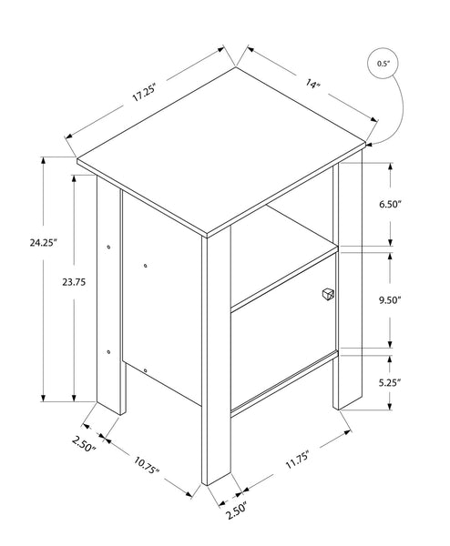 14" x 17.25" x 24.25" Espresso Night Stand With Storage