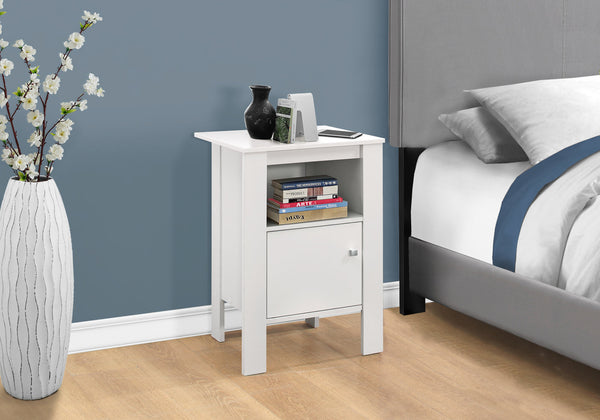 14" x 17.25" x 24.25" White Particle Board Storage Accent Table