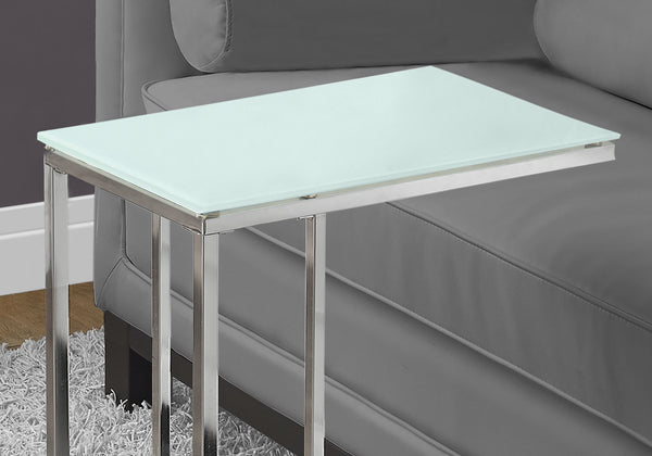 18.25" x 10.25" x 24" Chrome Metal Tempered Glass Accent Table