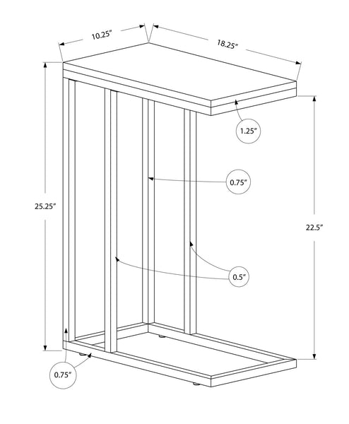 18.25" x 10.25" x 25.25" White Particle Board Metal Accent Table