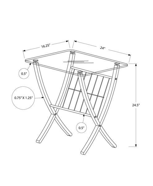 16.25" x 24" x 24.5" CappuccinoClear Metal Particle Board Accent Table