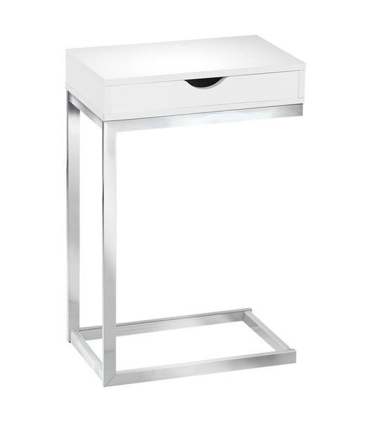 24.5" White Finish and Chromed Metal Accent Table