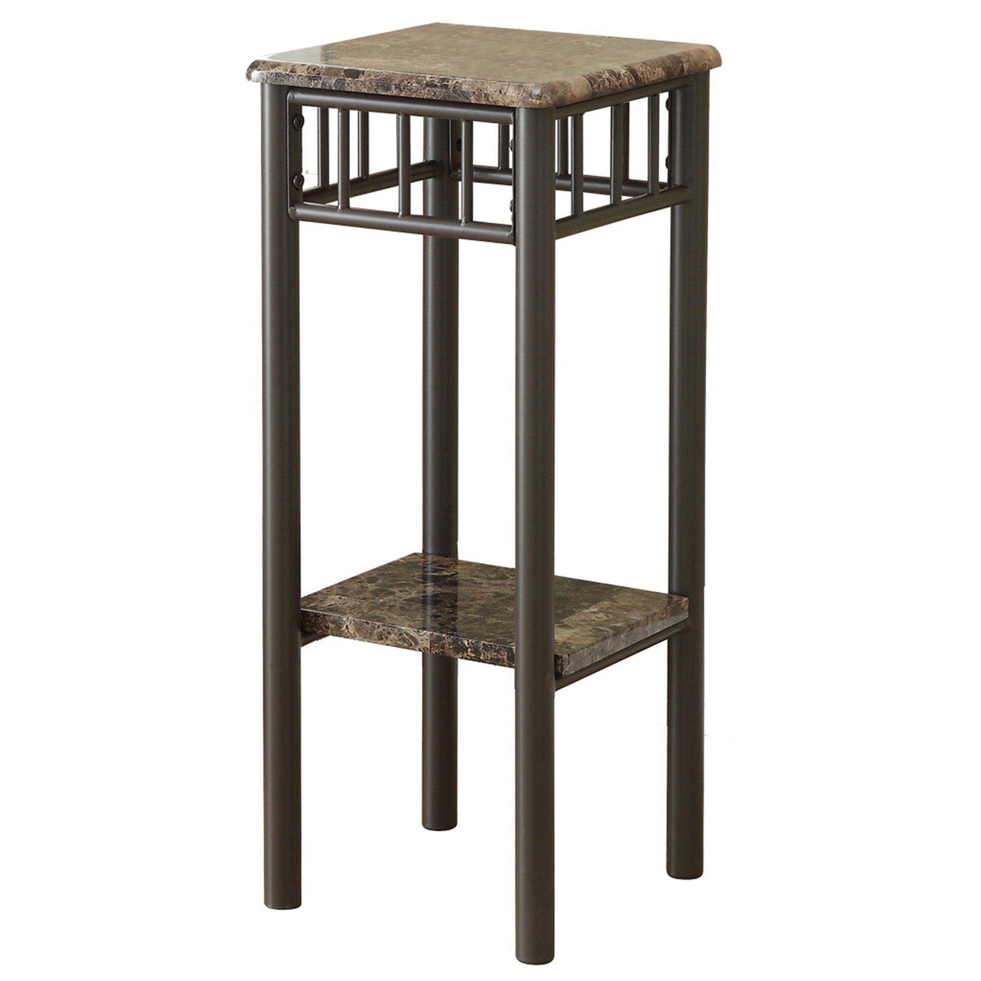 12" x 12" x 28" Cappuccino Mdf Metal Accent Table