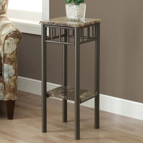 12" x 12" x 28" Cappuccino Mdf Metal Accent Table