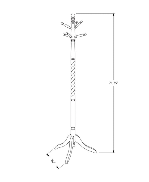 20" x 20" x 71.75" White Solid Wood Coat Rack