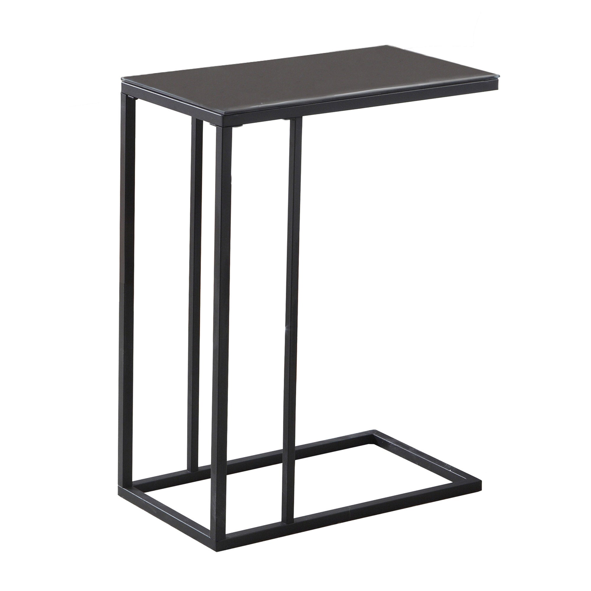 18.25" x 10.25" x 24" Black Metal Tempered Glass Accent Table