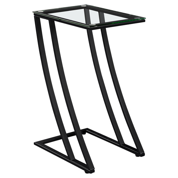 15.75" x 12" x 24" Black Clear Metal Tempered Glass Accent Table