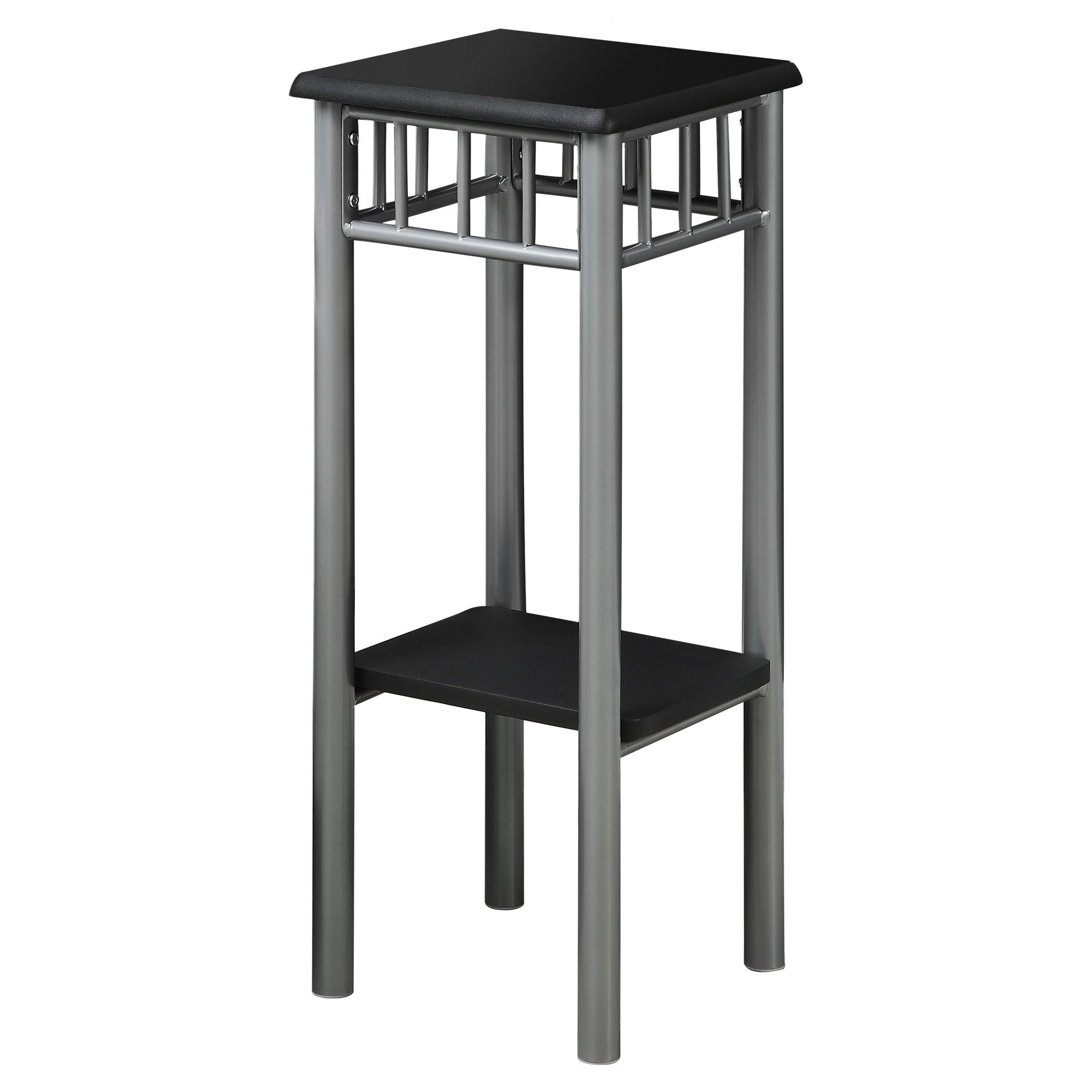 12" x 12" x 28" Black Silver Mdf Metal Accent Table