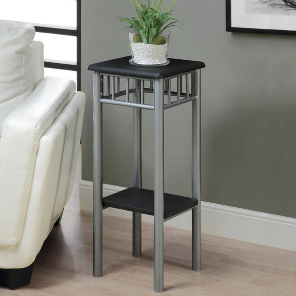 12" x 12" x 28" Black Silver Mdf Metal Accent Table