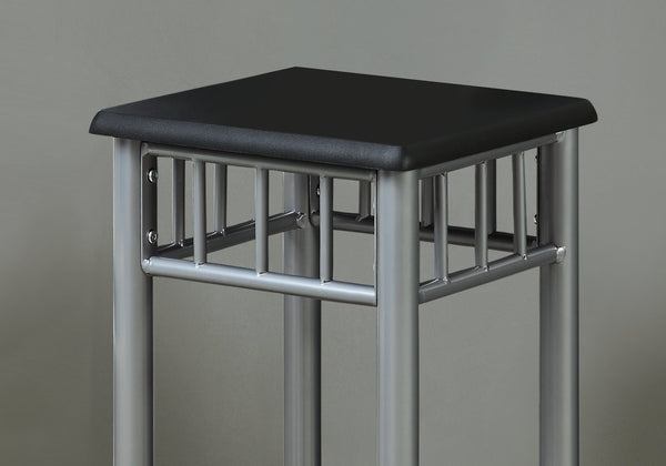 12" x 12" x 28" Black Silver Mdf Metal Accent Table