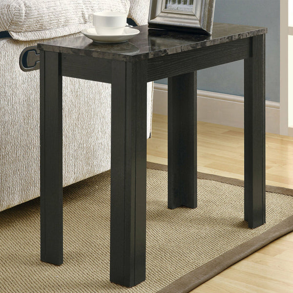 12" x 23.75" x 21.5" Black Grey Particle Board Laminate Mdf Accent Table